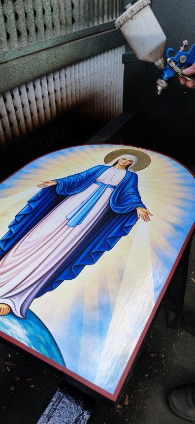 Final Icon Composition Hand-painted Byzantine icon in final stage of completion