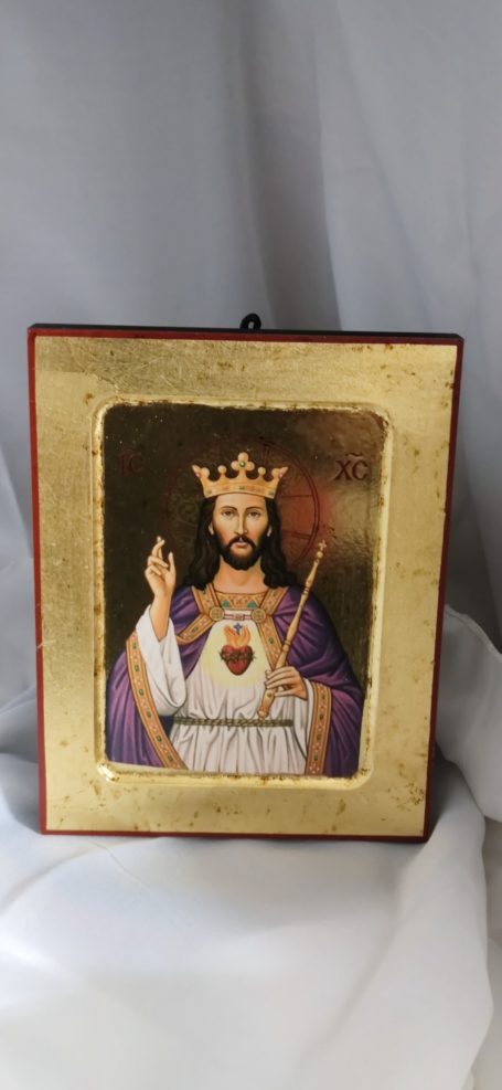 Greek Orthodox Paper Icons with Gold Leaf Frame – Handmade in Greece Byzantine paper icon on wood with genuine gold leaf frame, handmade in Greece