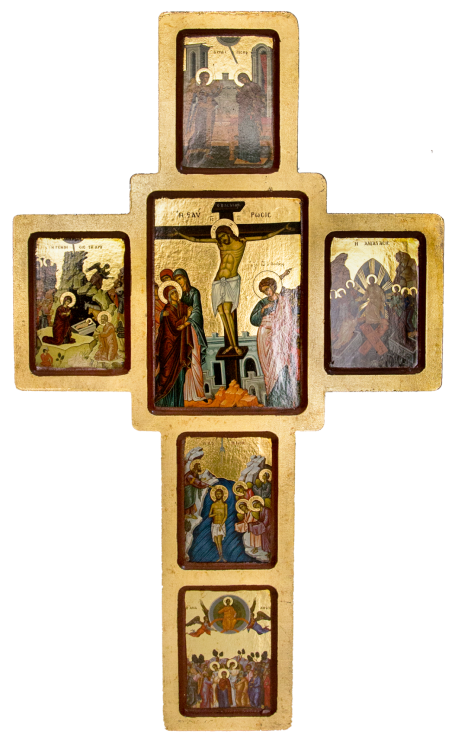 Greek Orthodox Icon Crosses – Handmade in Greece Greek Orthodox icon cross with gold finish, handmade in Greece