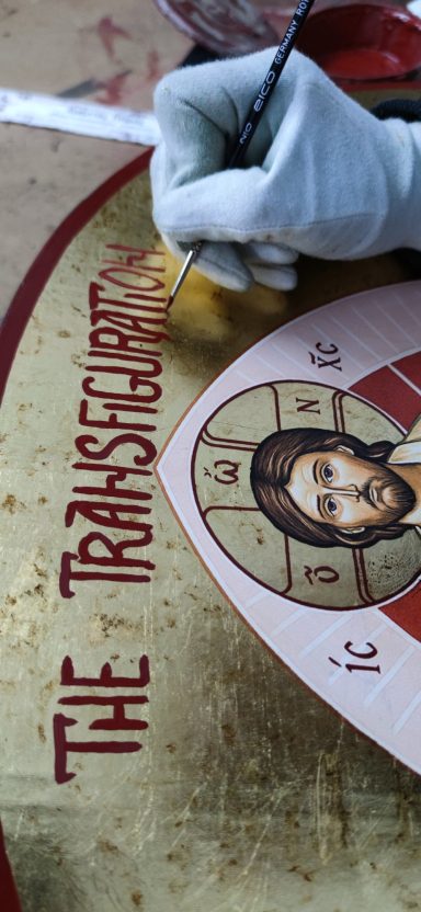 Final Touch Final hand detailing on Byzantine icon