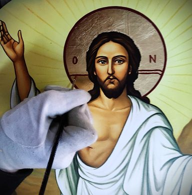 Facial Refinement Refining facial features of an Orthodox icon by hand