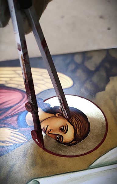 Final Hand Detailing Hand detailing the face of a Byzantine Orthodox icon