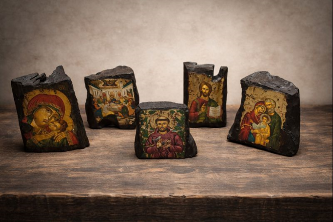 Greek Orthodox Driftwood Icons – One of a Kind Handmade in Greece Handmade Greek Orthodox icon on natural driftwood, crafted in Greece